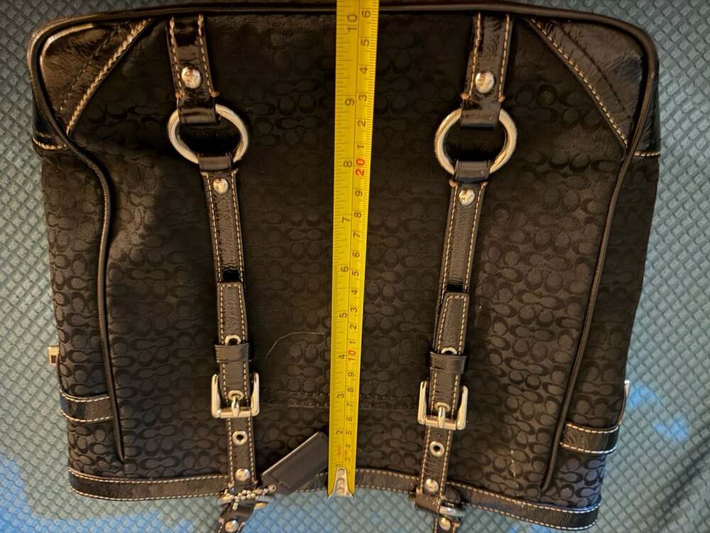 Y2K Vintage Coach Signature Jacquard Gallery Tote Bag — Black & Silver - Picture 14 of 15